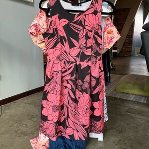 Floral Pink and Black Kids Dress